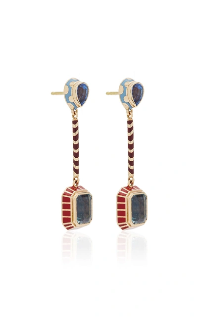 Shop Alice Cicolini Candy Lacquer Long Drop Earring In Aquamarine In Purple