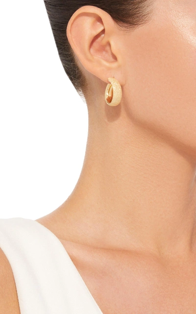 Shop Carolina Bucci Florentine Finish Small Flat Hoops In Gold