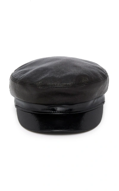 Shop Avec La Troupe M'o Exclusive Majorette Smooth And Patent-leather Cap In Black