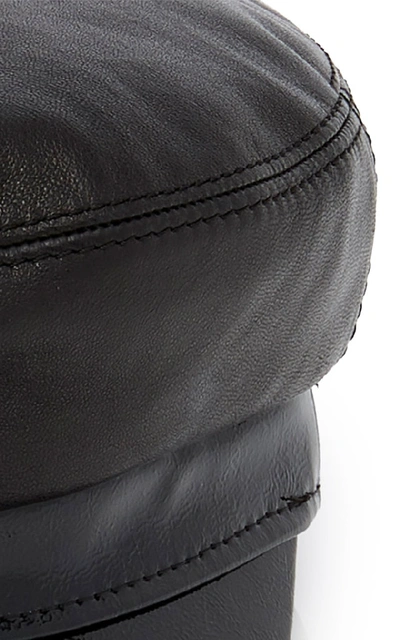 Shop Avec La Troupe M'o Exclusive Majorette Smooth And Patent-leather Cap In Black