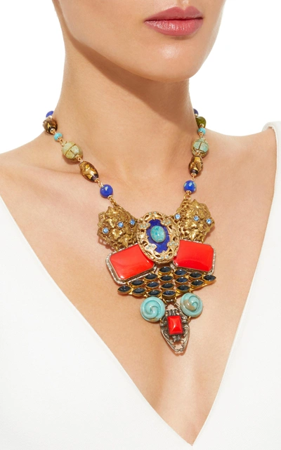 Shop Lulu Frost One-of-a-kind Enamel And Glass Necklace In Red