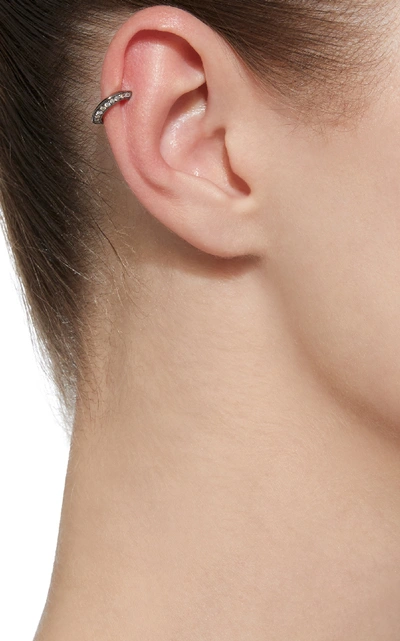 Shop Jack Vartanian Single Diamond Ear Cuff In Black