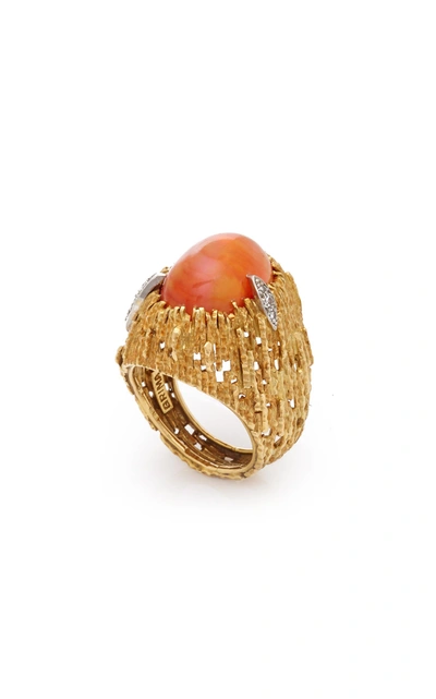 Shop Mahnaz Collection Limited Edition 18k Gold And Fire Opal Ring By Andrew Grima 1972. In Orange