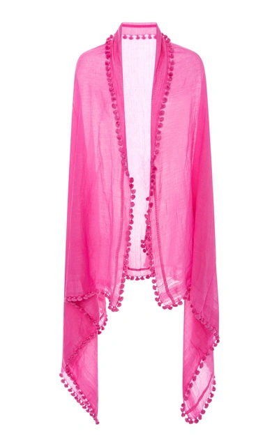 Shop Matta Dupatta Tasseled Cotton And Silk Shawl In Pink