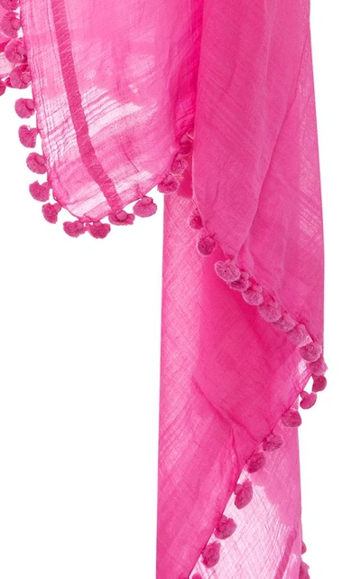 Shop Matta Dupatta Tasseled Cotton And Silk Shawl In Pink