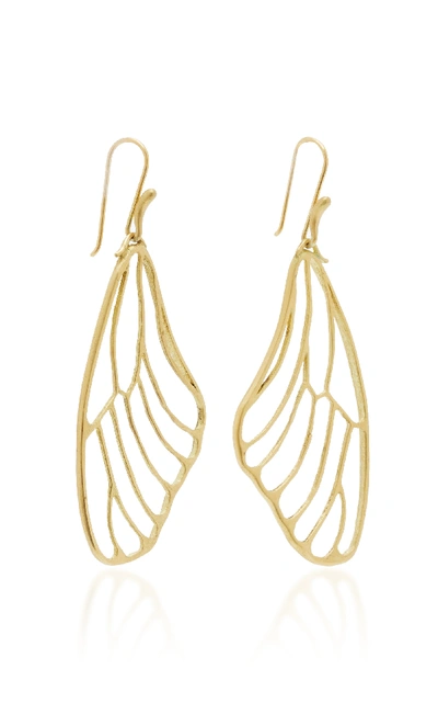 Shop Annette Ferdinandsen 18k Gold Butterfly Wing Earrings