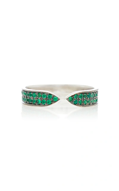 Shop Ralph Masri 18kt White Gold And Emerald Ring In Green