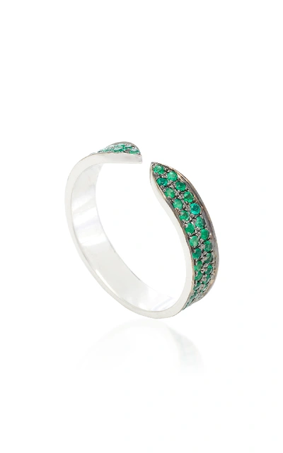 Shop Ralph Masri 18kt White Gold And Emerald Ring In Green