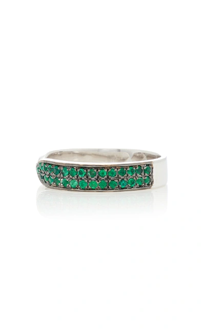 Shop Ralph Masri 18kt White Gold And Emerald Ring In Green