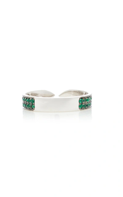 Shop Ralph Masri 18kt White Gold And Emerald Ring In Green