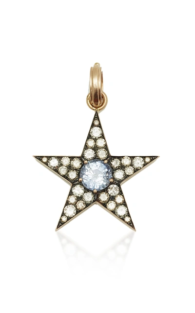 Shop Sylva & Cie Ceylon Sapphire & Diamond Star Pendant In Blue