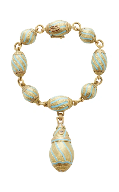 Shop Mahnaz Collection One-of-a-kind 18k Gold With Enamel Bracelet By Cazzaniga C. 1960