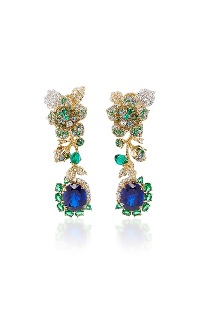 Shop Anabela Chan Aquamarine Rose Earrings In Blue