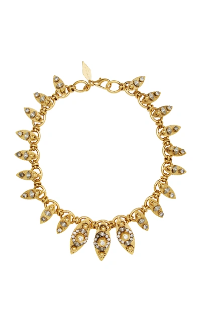 Shop Nicole Romano 18k Gold-plated Crystal-embellished Marquis Necklace