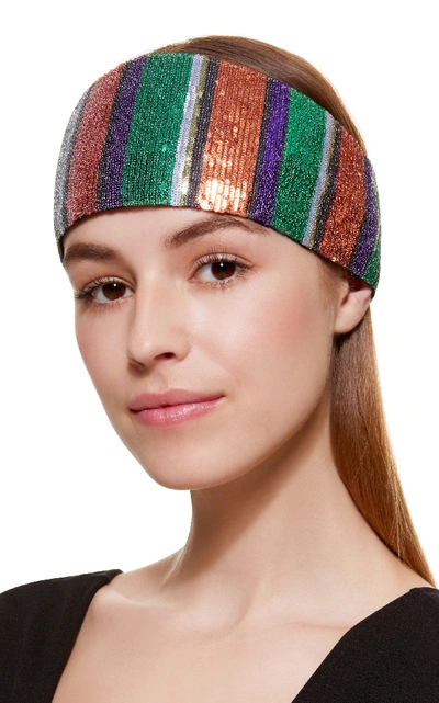 Shop Missoni Striped Sequined Headband In Multi