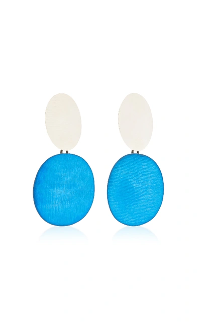 Shop Annie Costello Brown Skye Sterling Silver And Oxidized Brass Earrings In Blue