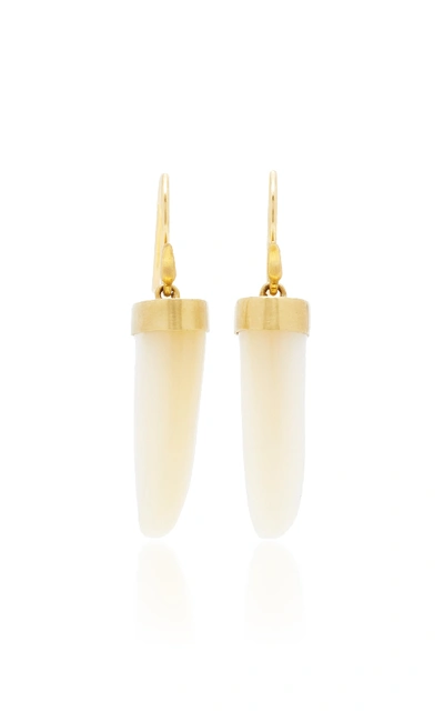 Shop Annette Ferdinandsen Tiger Claw 14k Yellow Gold Mother Of Pearl Earrings In White