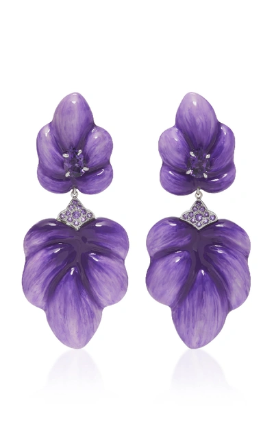 Shop Sabbadini White Gold Amethyst Earrings In Purple