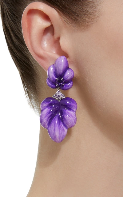 Shop Sabbadini White Gold Amethyst Earrings In Purple