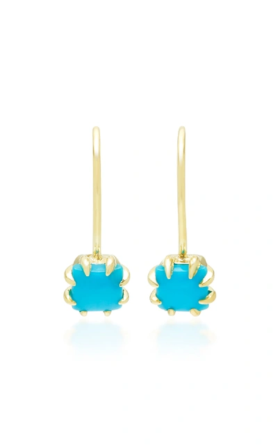 Shop Ila Zephyr 14k Gold Turquoise Earrings In Blue