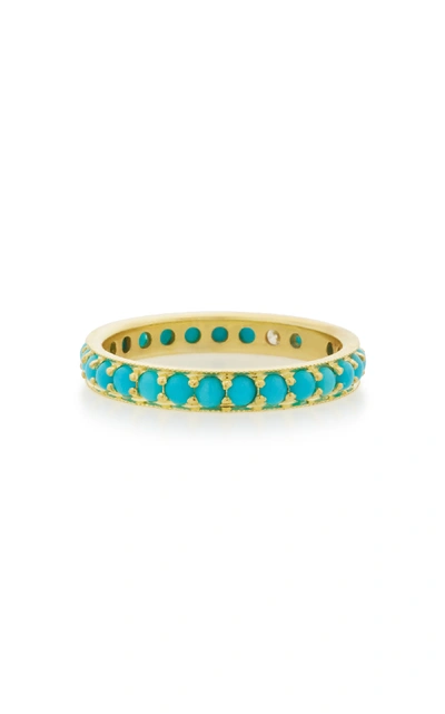 Shop Ila Dunbar 14k Gold, Turquoise And Diamond Ring In Blue