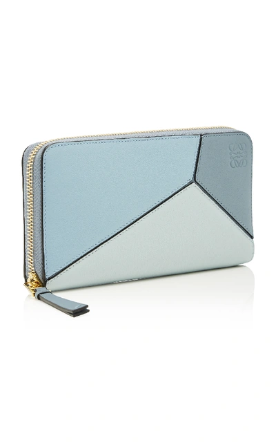 Shop Loewe Puzzle Leather Wallet In Blue