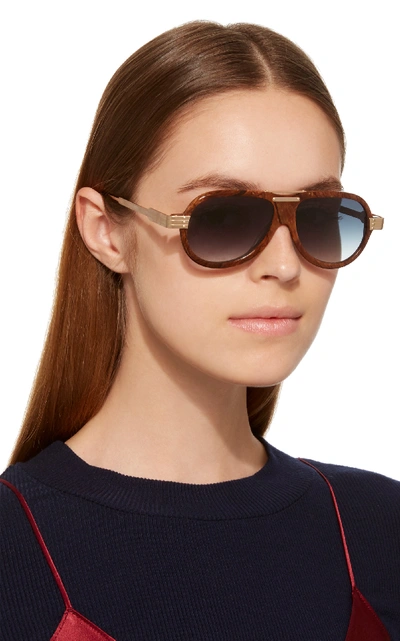 Shop Rosie Assoulin X Morgenthal Frederics Astro Pop Aviator Sunglasses In Brown