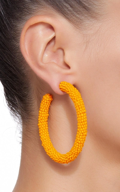 Shop Deepa Gurnani Eliza Bead Embellished Hoop Earrings In Orange