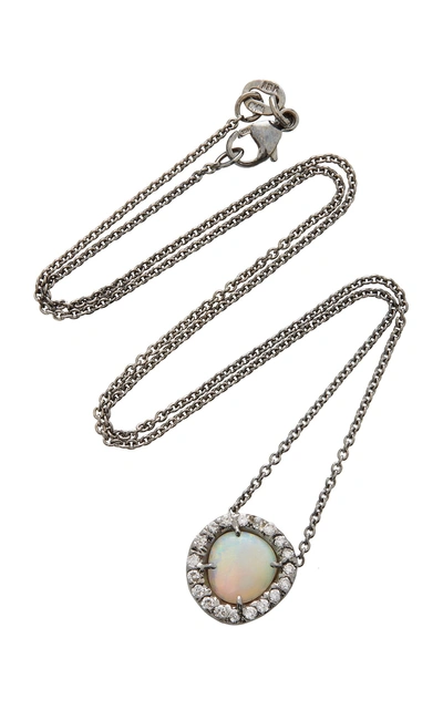 Shop Kimberly Mcdonald One-of-a-kind Crystal Shell Opal Pendant With Diamonds Set In 18k White Gold With Black Rhodium