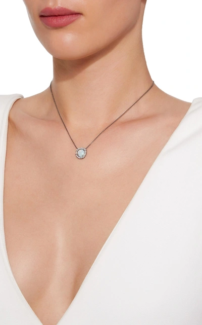 Shop Kimberly Mcdonald One-of-a-kind Crystal Shell Opal Pendant With Diamonds Set In 18k White Gold With Black Rhodium