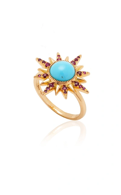 Shop Jenny Dee Electra Maxima Turquoise Ring In Blue
