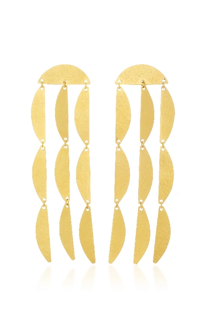 Shop Annie Costello Brown Mini Rain Earrings In Gold