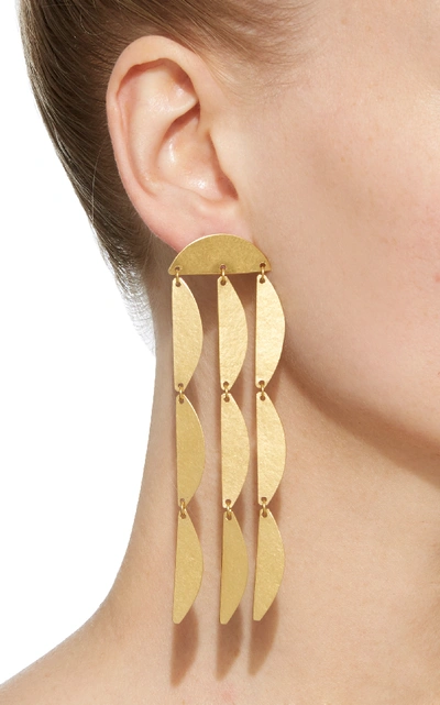 Shop Annie Costello Brown Mini Rain Earrings In Gold