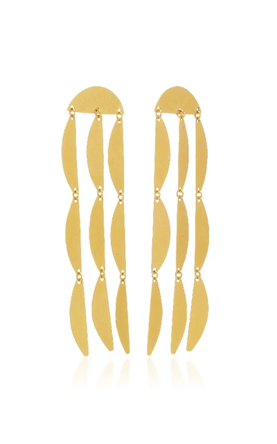 Shop Annie Costello Brown Mini Rain Earrings In Gold
