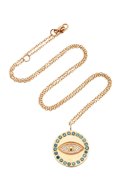 Shop Misahara Evil Eye Charm 18k Rose Gold Diamond Necklace