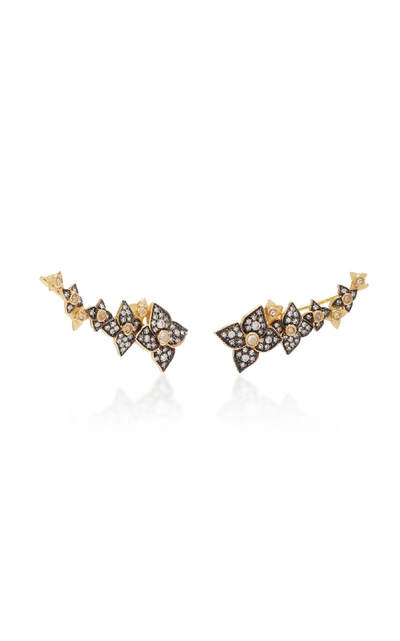 Shop Sorellina 18k Gold Diamond Flower Wing Stud Earrings