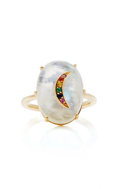 Shop Andrea Fohrman Galaxy Moonstone With Multicolor Crescent Ring In White