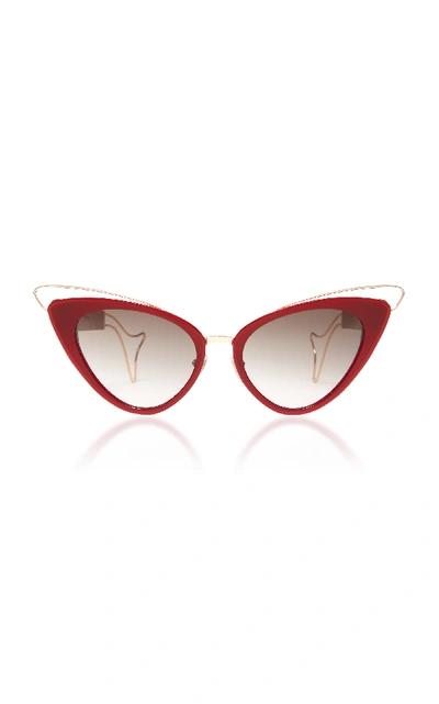 Shop Philippe Chevallier Whale Cat Eye Sunglasses In Red