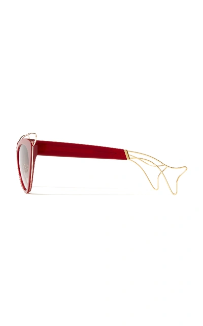 Shop Philippe Chevallier Whale Cat Eye Sunglasses In Red