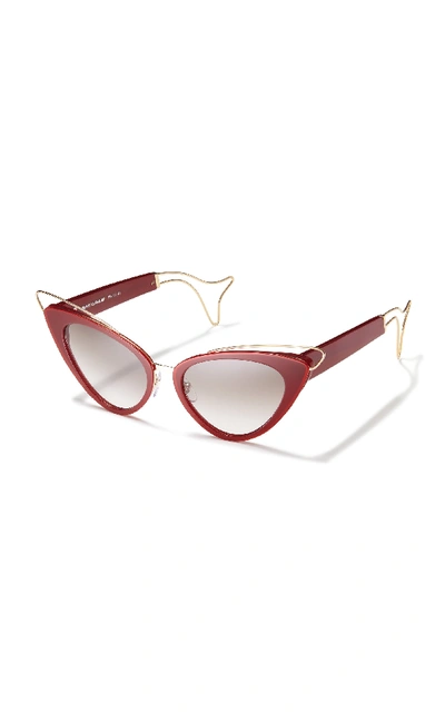 Shop Philippe Chevallier Whale Cat Eye Sunglasses In Red