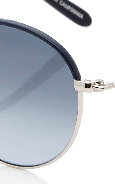 Shop Garrett Leight Cloy 48 Round-frame Sunglasses In Navy