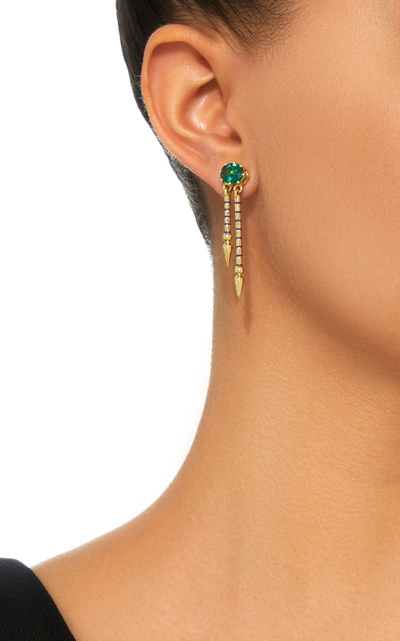 Shop Sarah Hendler Shirley 18k Gold Green Gemstone Earrings