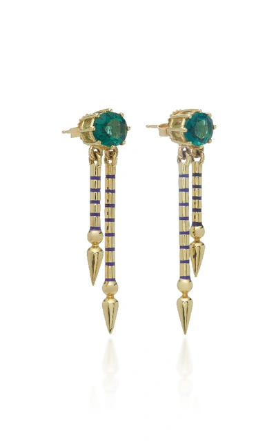 Shop Sarah Hendler Shirley 18k Gold Green Gemstone Earrings