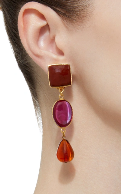 Shop Loulou De La Falaise 24k Gold-plated Stone Earrings In Pink