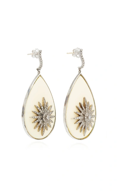 Shop Amrapali 14k Gold Diamond And Bakelite Earrings In White