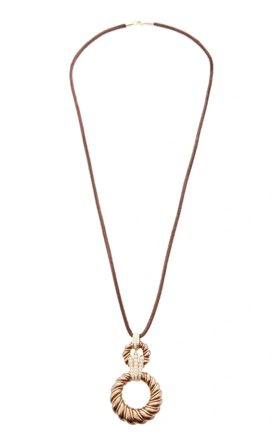 Shop Mahnaz Collection Limited Edition Chaumet A Diamond Bronze And 18 Karat Gold Pendant By Chaumet C.1970 In Brown