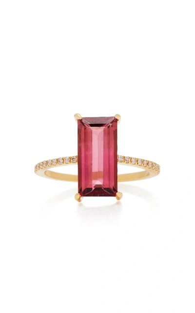 Shop Yi Collection 18k Gold Tourmaline And Diamond Ring In Pink