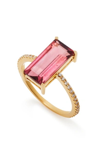 Shop Yi Collection 18k Gold Tourmaline And Diamond Ring In Pink