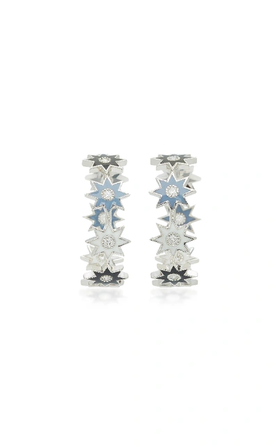 Shop Colette Jewelry 18k White Gold Enamel And Diamond Earrings In Multi