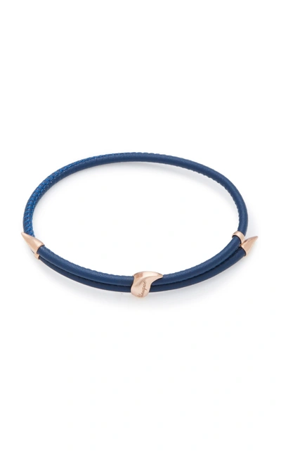 Shop Bea Bongiasca Heliconia 9k Rose Gold And Leather Bracelet In Blue